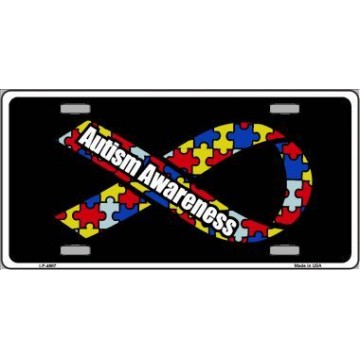 Autism Awareness Ribbon Metal License Plate